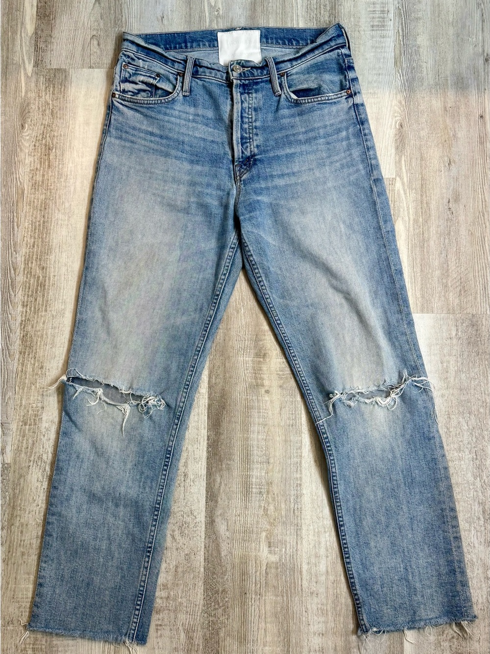 MOTHER Light Blue High Rise Straight-Leg Jeans